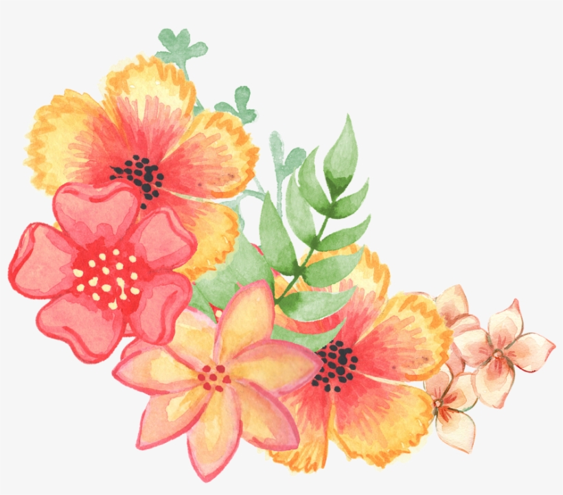 Floral, Decoration, Embellishment, Watercolor, Flowers - Public Domain Watercolor Flowers, transparent png #44737