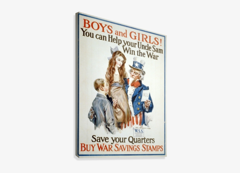 Boys And Girls Helping Uncle Sam Canvas Print - Buy War Bonds Wwi, transparent png #44892