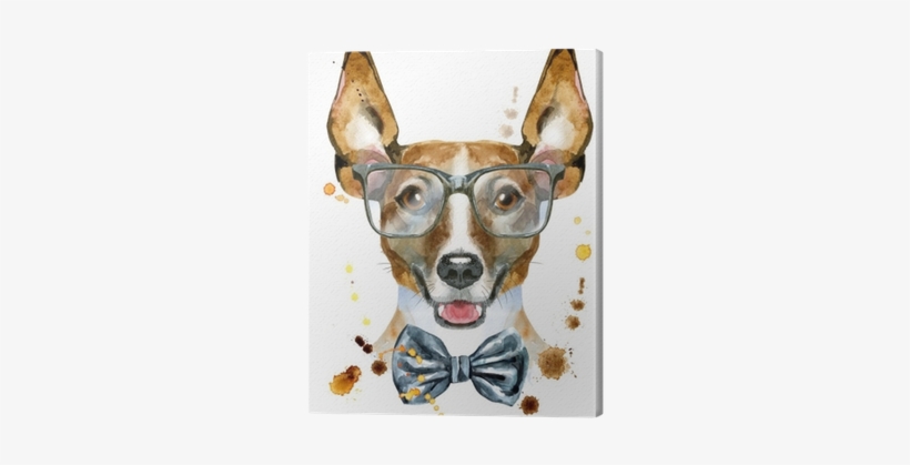 Watercolor Portrait Of Jack Russell Terrier With Bow-tie - Jack Russell Terrier, transparent png #45096