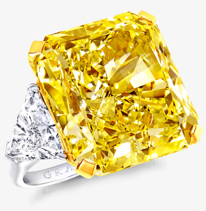 Radiant Cut Yellow And White Diamond Ring - Diamond, transparent png #45292