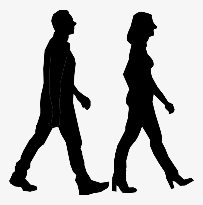 Free Library Walking Silhouette Person Free Commercial - People Walking Silhouette, transparent png #45519