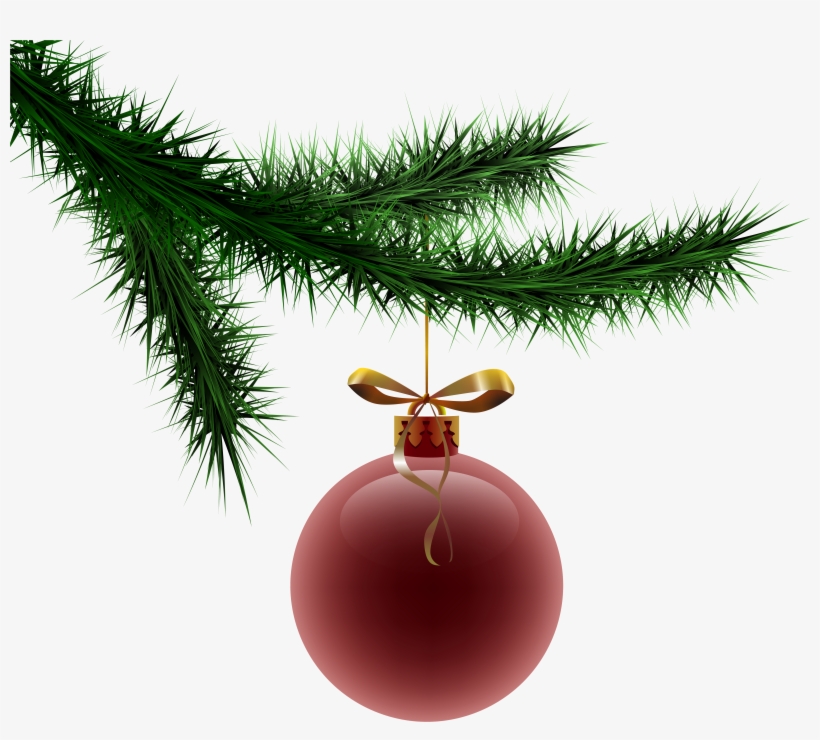 Branch Clipart Christmas - Pine Branch With Ornament, transparent png #45585