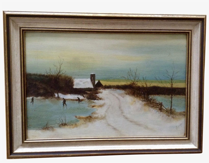 Lange, Primitive Folk Art Ice Skating Winter Scene - Art, transparent png #45661