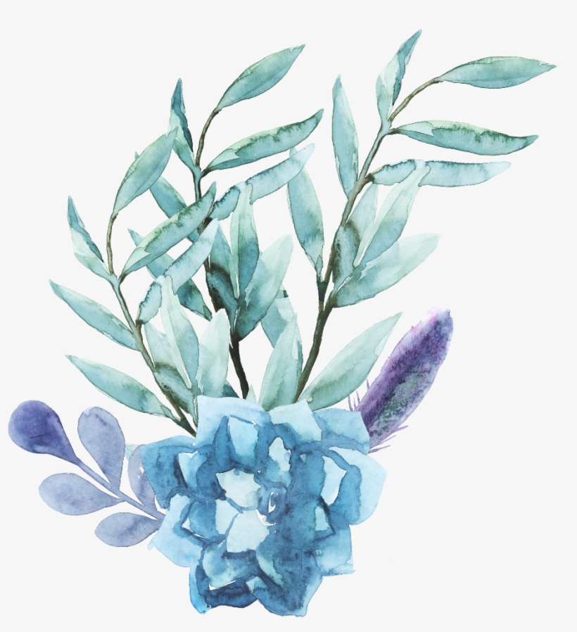 Ftestickers Watercolor Flowers Blue - Blue Watercolor Flowers Transparent, transparent png #46385