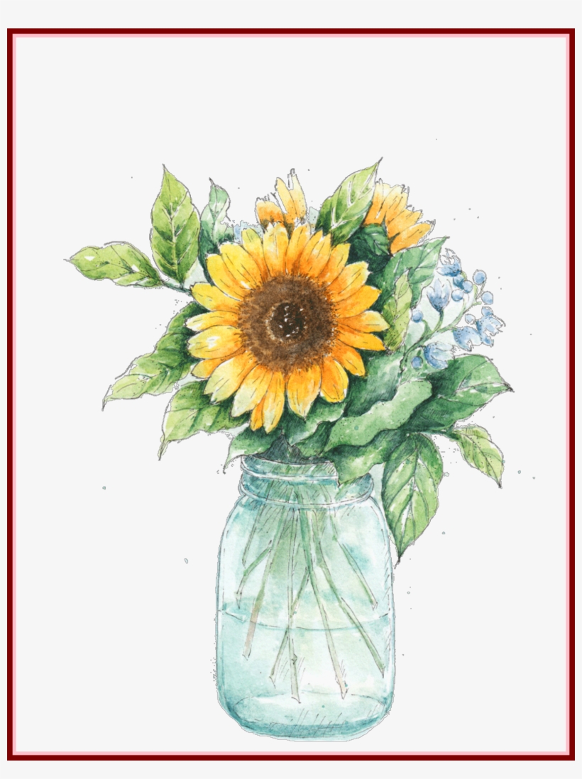 Appealing Ftestickers Sunflower Masonjar Pics Of In, transparent png #46598