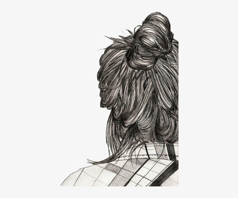 Girl, Cute And Hair Image On We Heart It - Messy Bun Sketch Girl Drawing, transparent png #46741