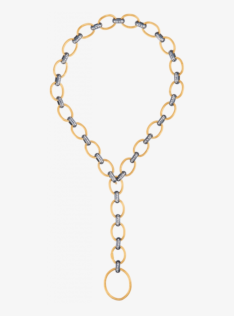 Rachel Diamond Link Necklace In 24k Gold And Oxidized - Stonehenge Soundwaves, transparent png #46927