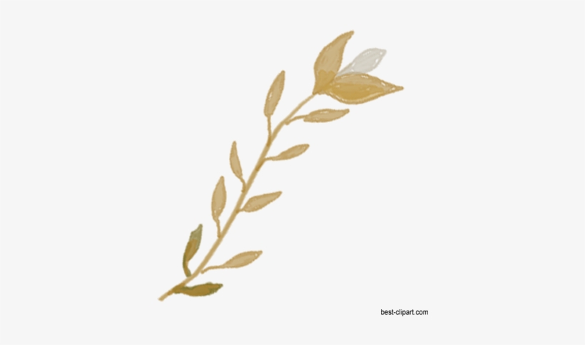 Light Brown Autumn Brnach With Leaves, Fall Watercolor - Autumn, transparent png #47615