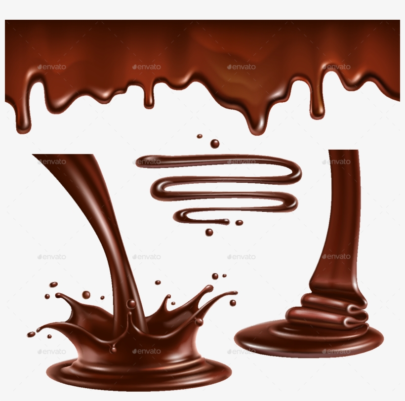 Liquid Chocolate Splashes And Drops By Mia - Chocolate Splash Vector Png, transparent png #47654