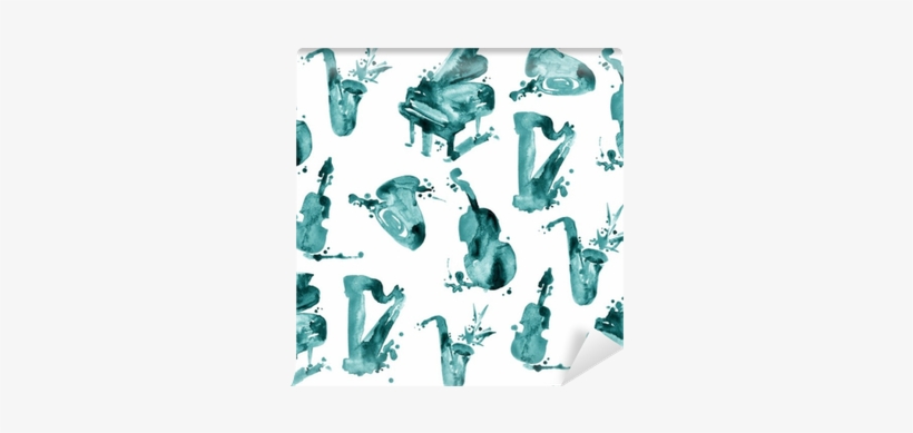 Decorative Watercolor Splash Music Seamless Pattern - ジャズピアノはじめよう! 自由現代社, transparent png #48218