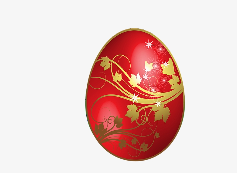 Large Red Easter Egg With Gold Flowers Ornaments - Happy Easter Beach Towel, transparent png #48808