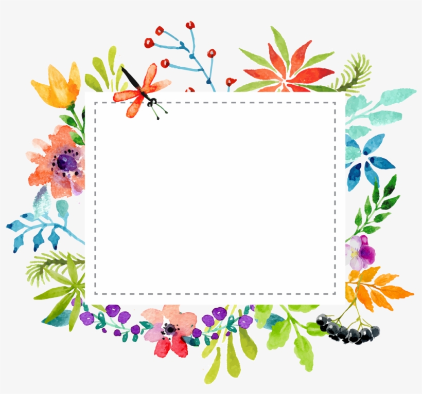 Watercolor Flowers Border Vector Material 1324*1104 - Watercolor Painting, transparent png #49018