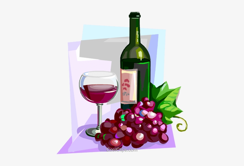 Drinking Clipart French Wine - Wine Bottle And Grapes Clip Art, transparent png #49110