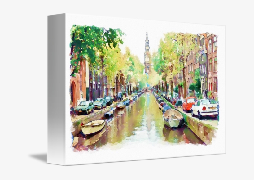 "amsterdam Canal " By Marian Voicu, Bucharest // Watercolor - Canvas, transparent png #49585