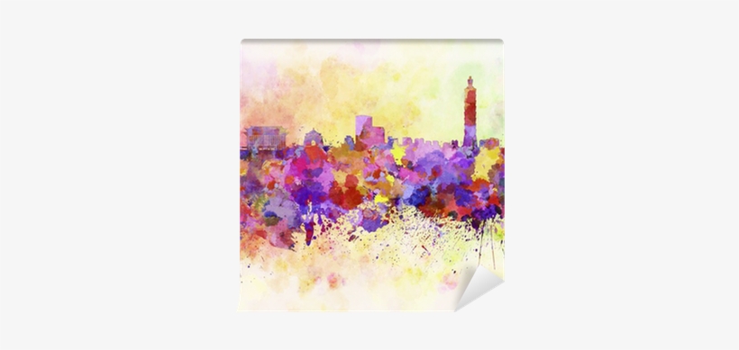 Taipei Skyline In Watercolor Background Wall Mural - Taipei Skyline Watercolor, transparent png #49740