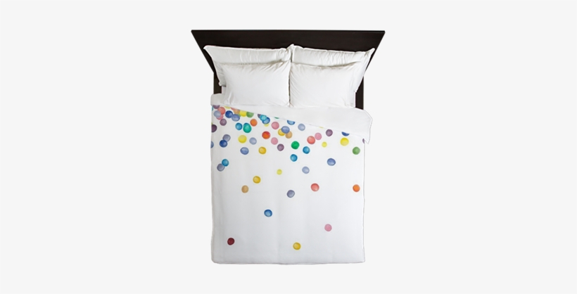 Colorful Falling Watercolor Confetti Dots Queen Duvet - Queen Duvet Cover Blue Bird On An Evergreen, transparent png #49898