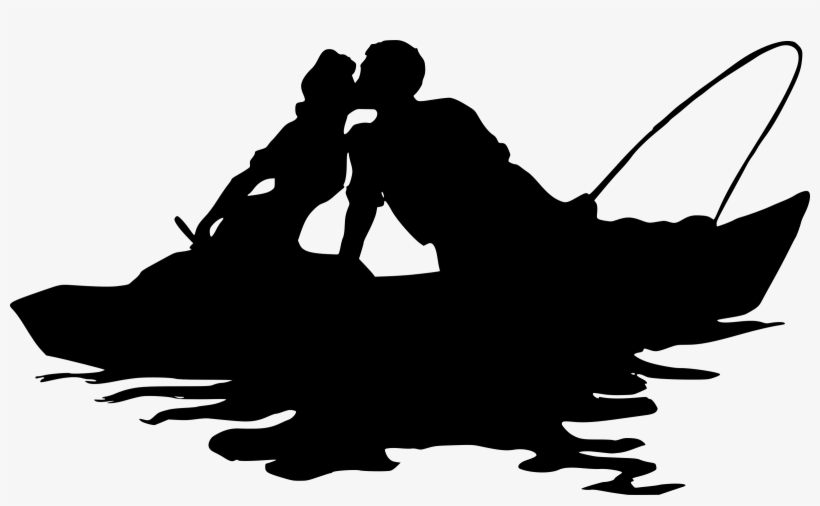 Fishing Boat Clipart Silhouette - Couple In A Boat Silhouette, transparent png #400458