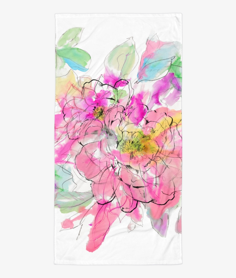 Watercolor Peony Towel - Watercolor Painting, transparent png #401225