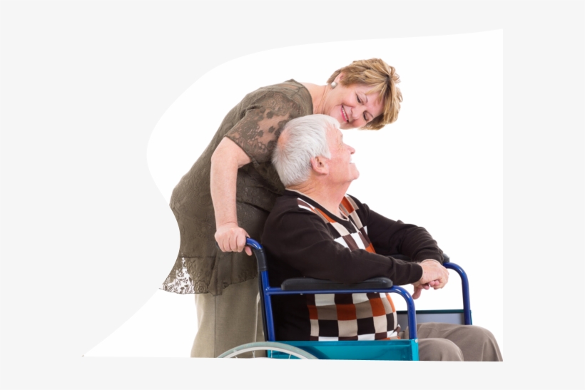 A Caregiver And A Senior Female On A Wheelchair - Sitting, transparent png #401252