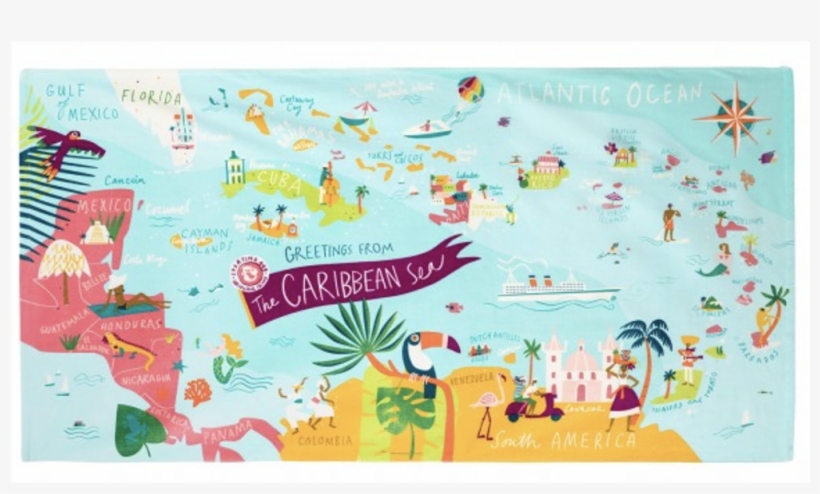 Destination Map Beach Towel - Beach, transparent png #401810