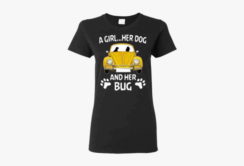A Girl Her Dog And Her Bug Volkswagen Beetle T-shirt - My Boyfriend Is A Steelers Fan, transparent png #402440