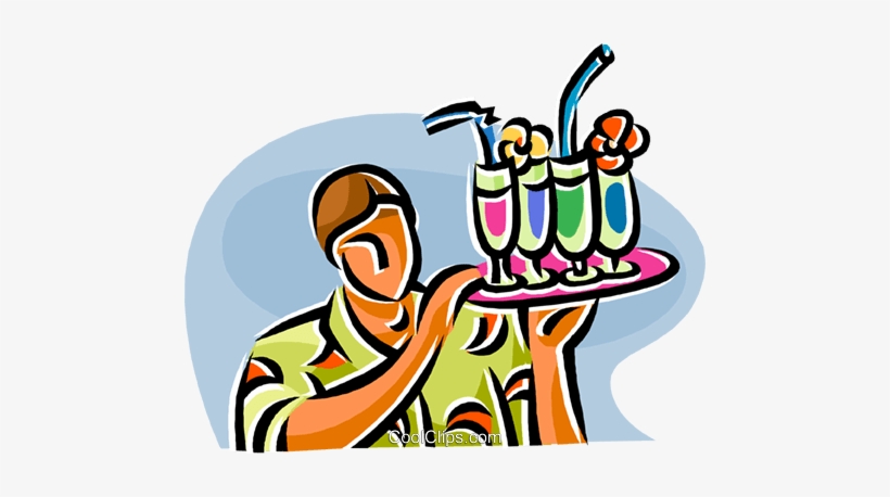 Camarero Con Una Bandeja De Bebidas Libres De Derechos - Bandeja Com Bebidas Png, transparent png #404054