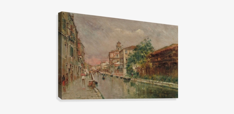 Canale Veneziano Sotto La Pioggia Canvas Print - Venetian Canal Under The Rain, transparent png #406473
