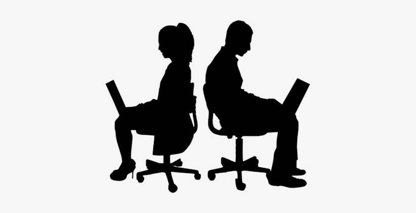 Silhouette, Teamwork, Business, Computer - Office Silhouette Png, transparent png #407018