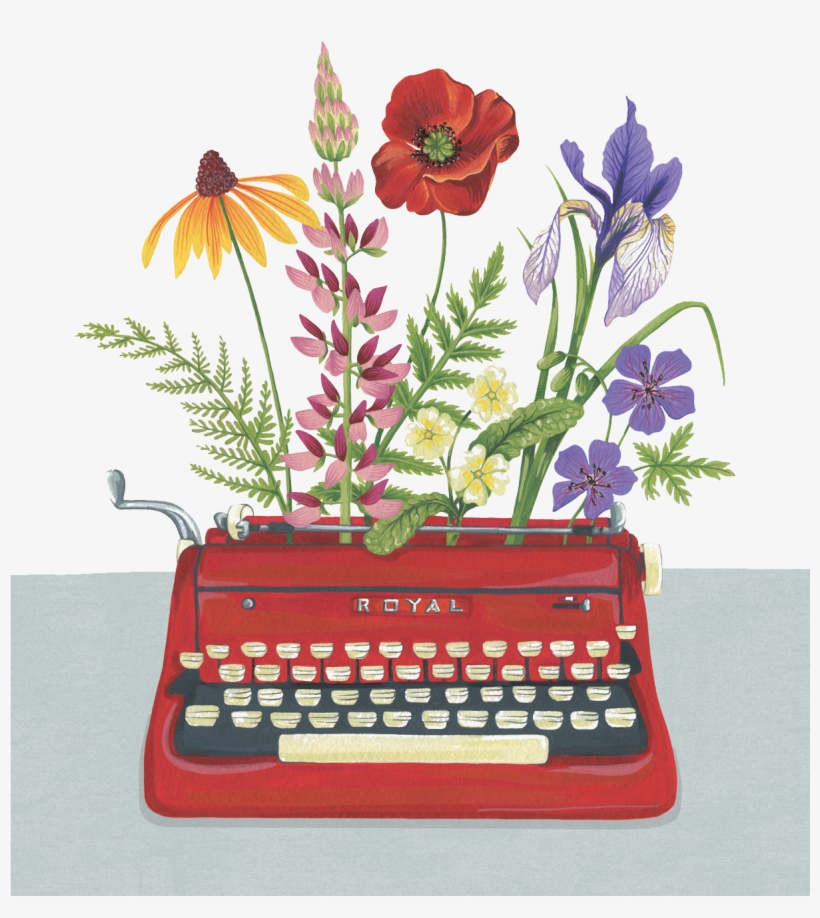 Typewriter Drawing Flower - Charlotte Day Art, transparent png #407980