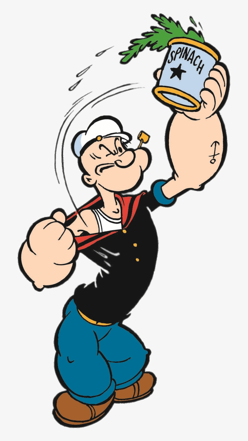 Popeye With Can Of Spinach Transparent Png - Popeye The Sailor Png, transparent png #408183