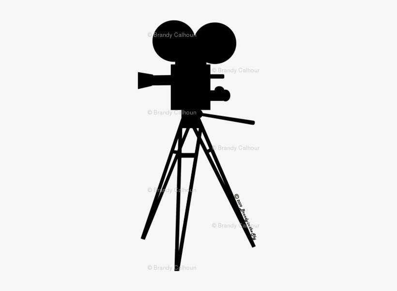 Vintage Movie Camera Silhouette Black & White Fabric - Movie Camera Silhouette, transparent png #409493