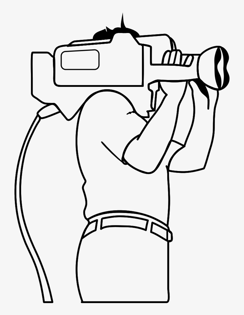 Camera Operator Silhouette Drawing - Cameraman Clipart Black And White, transparent png #409947