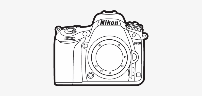 Nikon D750 Dslr Camera Lineart - Camara Nikon Para Colorear, transparent png #409967