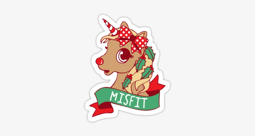 Christmas Unicorn Png Misfit Rudolph Unicorn Sticker - Unicorn Reindeer, transparent png #4001049