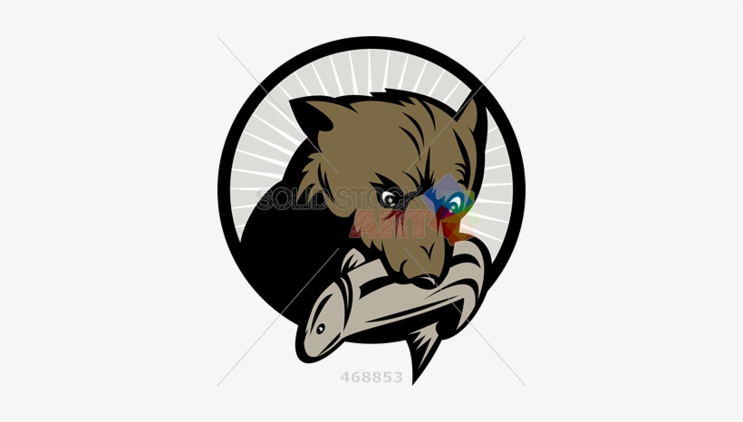 Stock Illustration Of Retro Cartoon Drawing Of Bear - Bear Fishing Logo, transparent png #4001433