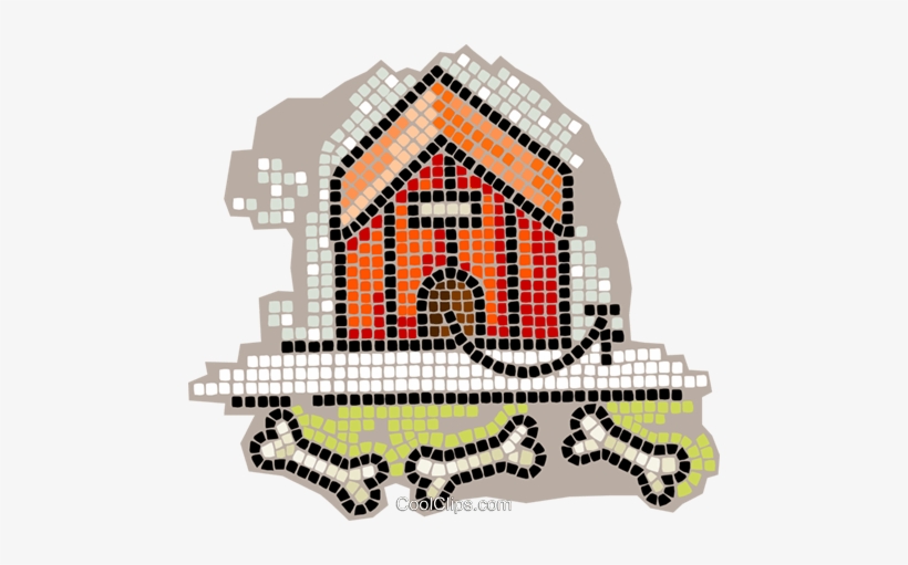 Dog House With Bones Royalty Free Vector Clip Art Illustration - Illustration, transparent png #4001744