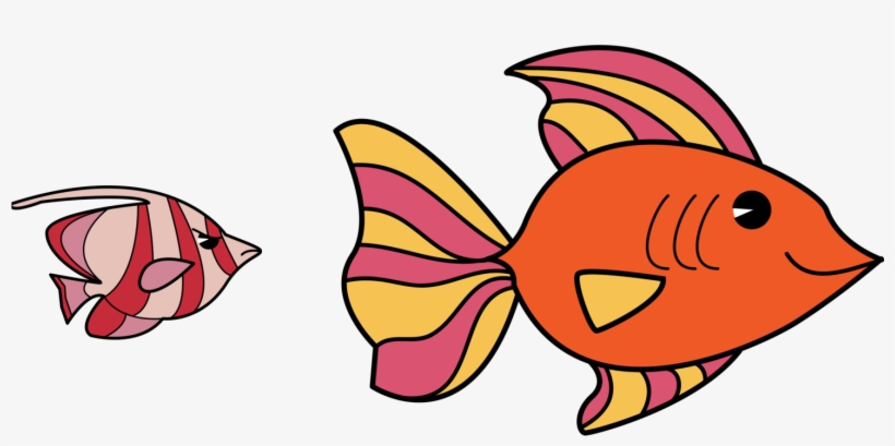 In Simple Words - Cartoon Small Fish And Big Fish, transparent png #4002427