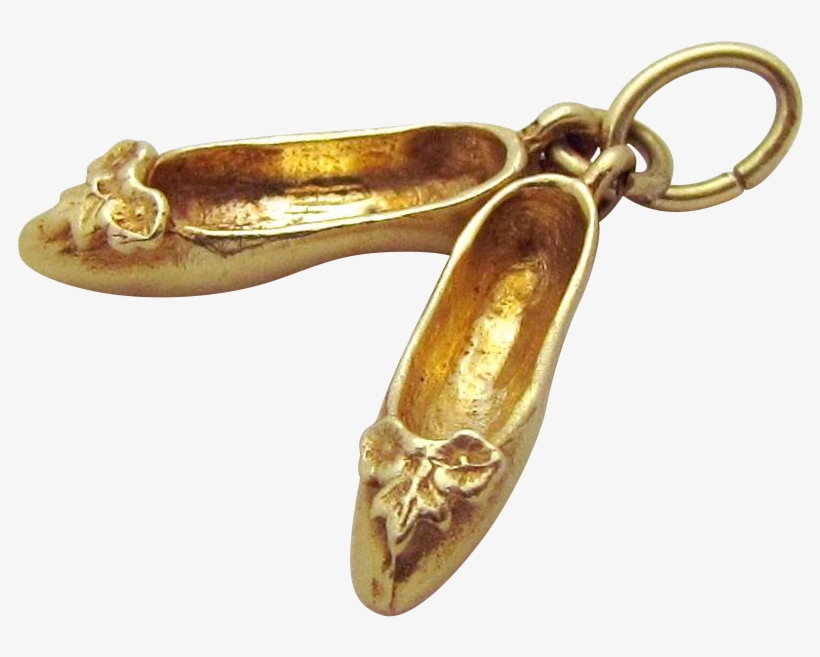 Vintage 14k Gold 3d Ballet Shoes Dance Slippers Charm - Charm Bracelet, transparent png #4002452