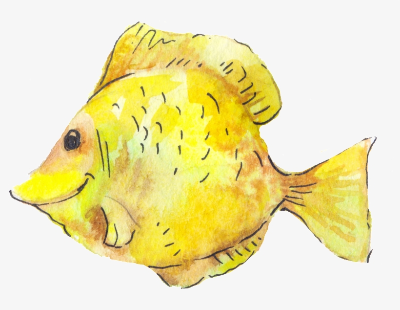 Yellow Small Fish Png Transparent - Watercolor Painting, transparent png #4002556