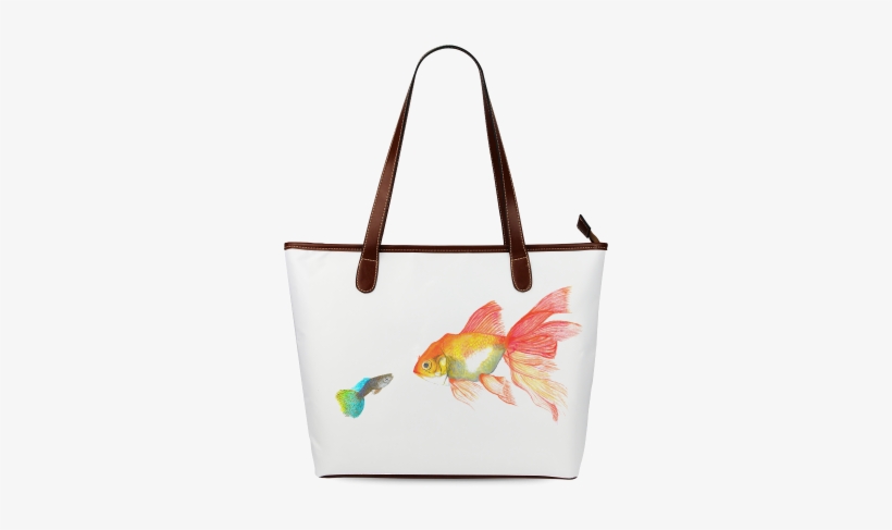 Big Fish Small Fish Shoulder Tote Bag - Customized Ice Cream Fashion Designed Waterproof Fabric, transparent png #4002914