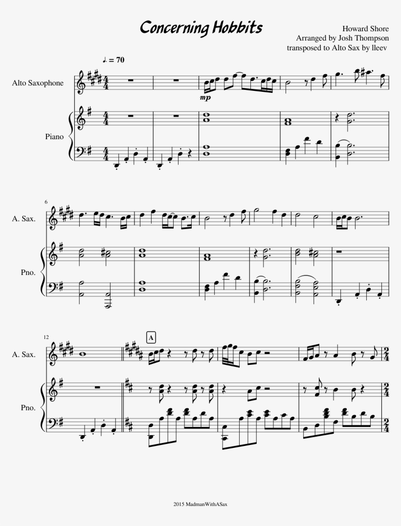 Concerning Hobbits Sheet Music Composed By Howard Shore - Fullmetal Alchemist Brotherhood Opening 1 Partitura, transparent png #4003486