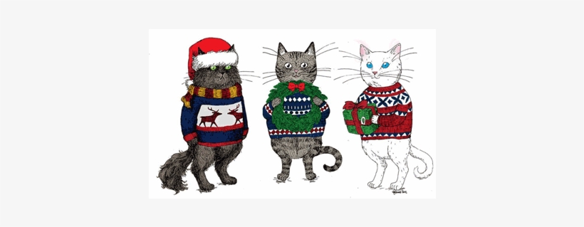 13 Christmas Cats From Etsy - Christmas Cat Cartoon, transparent png #4004180