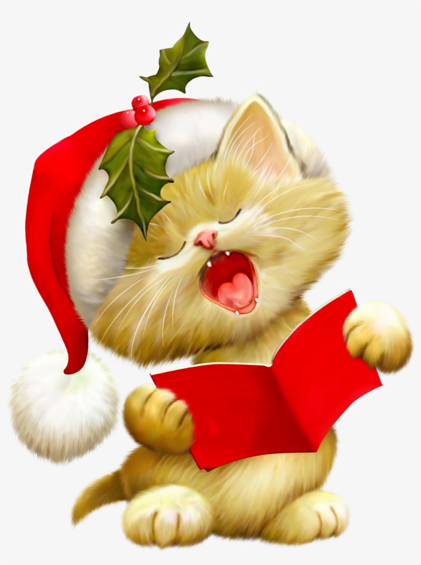 Christmas Cat Clip Art - Christmas Cat Clipart Free, transparent png #4005008