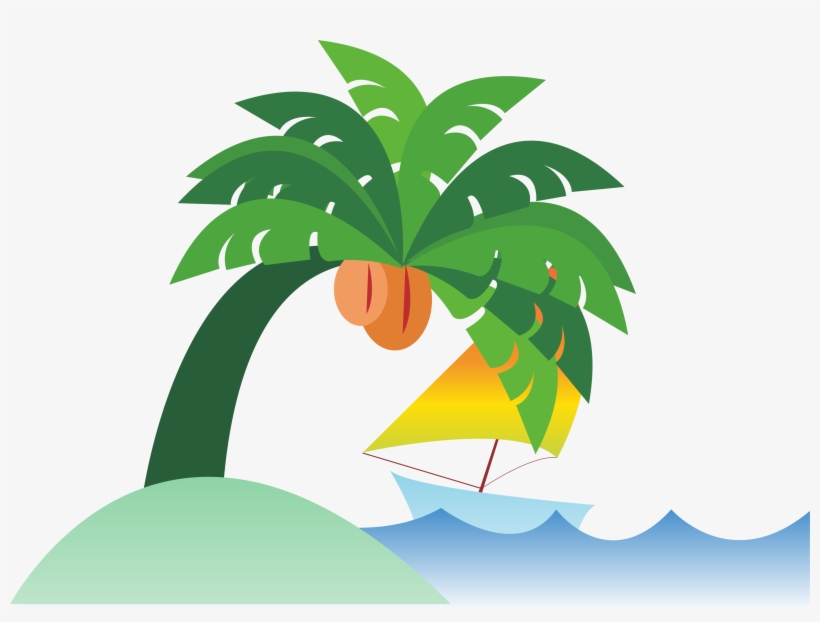 Sea Coconut Png - Coconut Tree Flat Design, transparent png #4005134