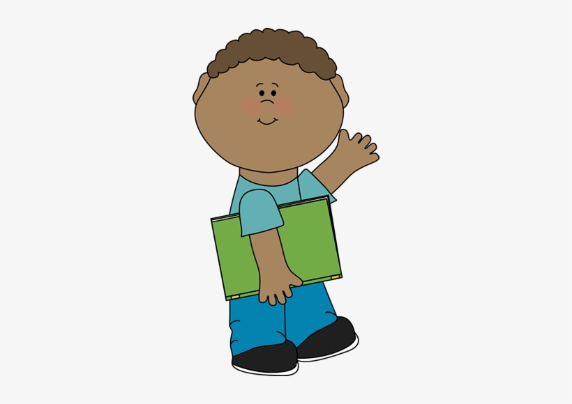 Boy Carrying Book And Waving - Waving Clipart, transparent png #4006605