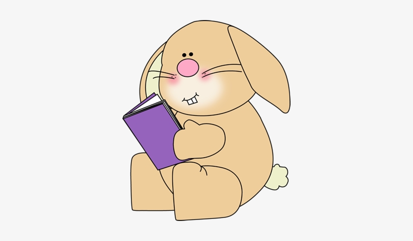 Bunny Reading School Book Clip Art - Bunny Reading Clipart, transparent png #4006731