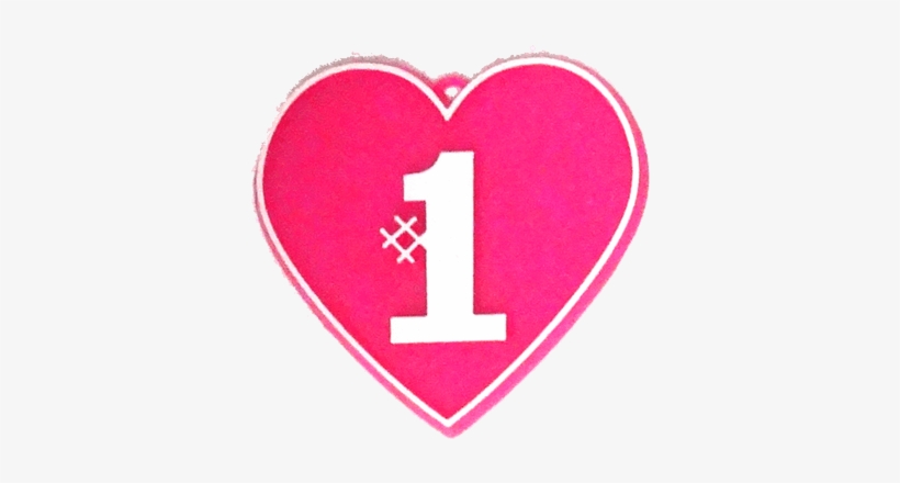 #1 Heart Charm 2″ Hot Pink/white 2 Pc - Heart, transparent png #4007348