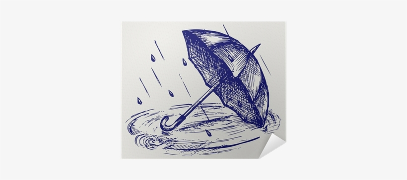 Rain Drops Rippling In Puddle And Umbrella - Drawing Of A Puddle, transparent png #4008545