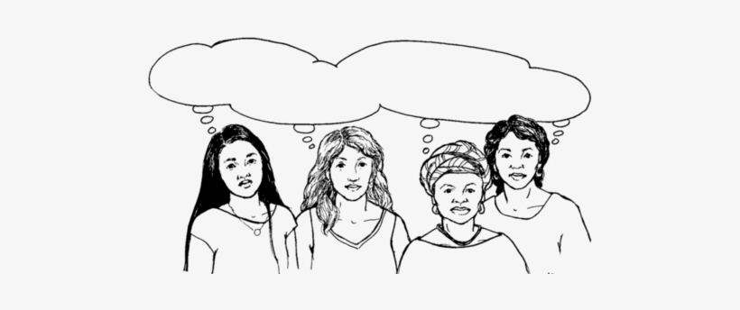 Four Women Thinking About What They Want - Sketch, transparent png #4008666