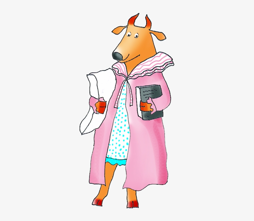 Cartoon Cow Going To Bed - Clip Art, transparent png #4009793